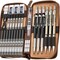30PCS Art Mechanical Pencil Set in Leather Case, Metal Drafting Pencil 0.5 mm, 0.7 mm, 0.9 mm & 3 PCS 2mm Lead Holders for Sketching Drawing With 16 Tube (6B 4B 2B HB 2H 4H Colors) Lead Refills